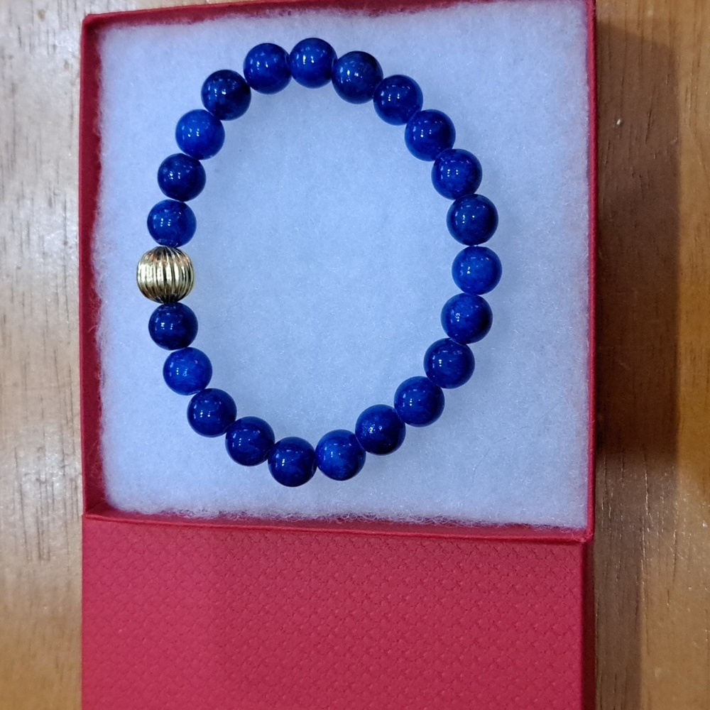 Cobalt Mountain Jade Stone Bracelet - Picture 4 of 5